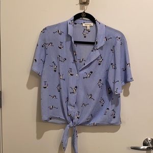 blue and white striped tie shirt